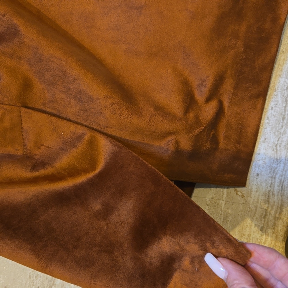 Talbot's Caramel Brown Faux Suede Stylish Pencil Skirt - Picture 6 of 7
